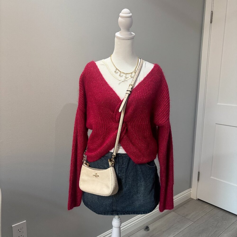 Magenta Twist Front Sweater